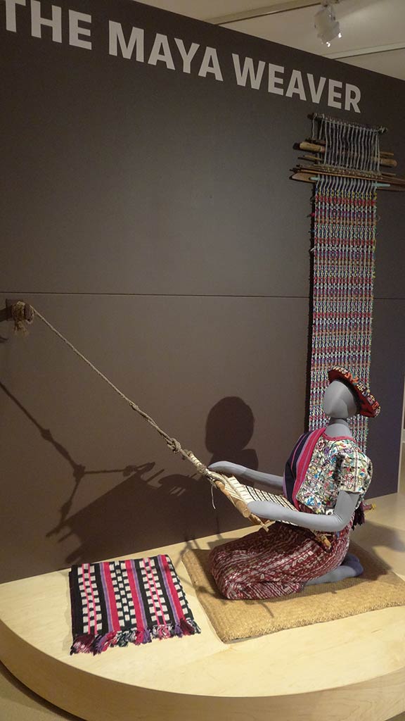 closeup of a dressed weaver at work