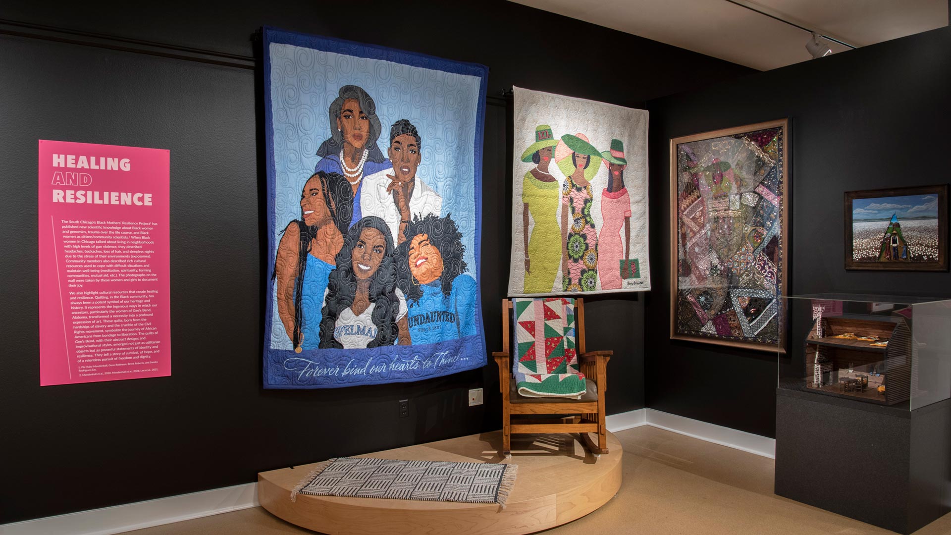 An overview of the healing and resilience section of the exhibit