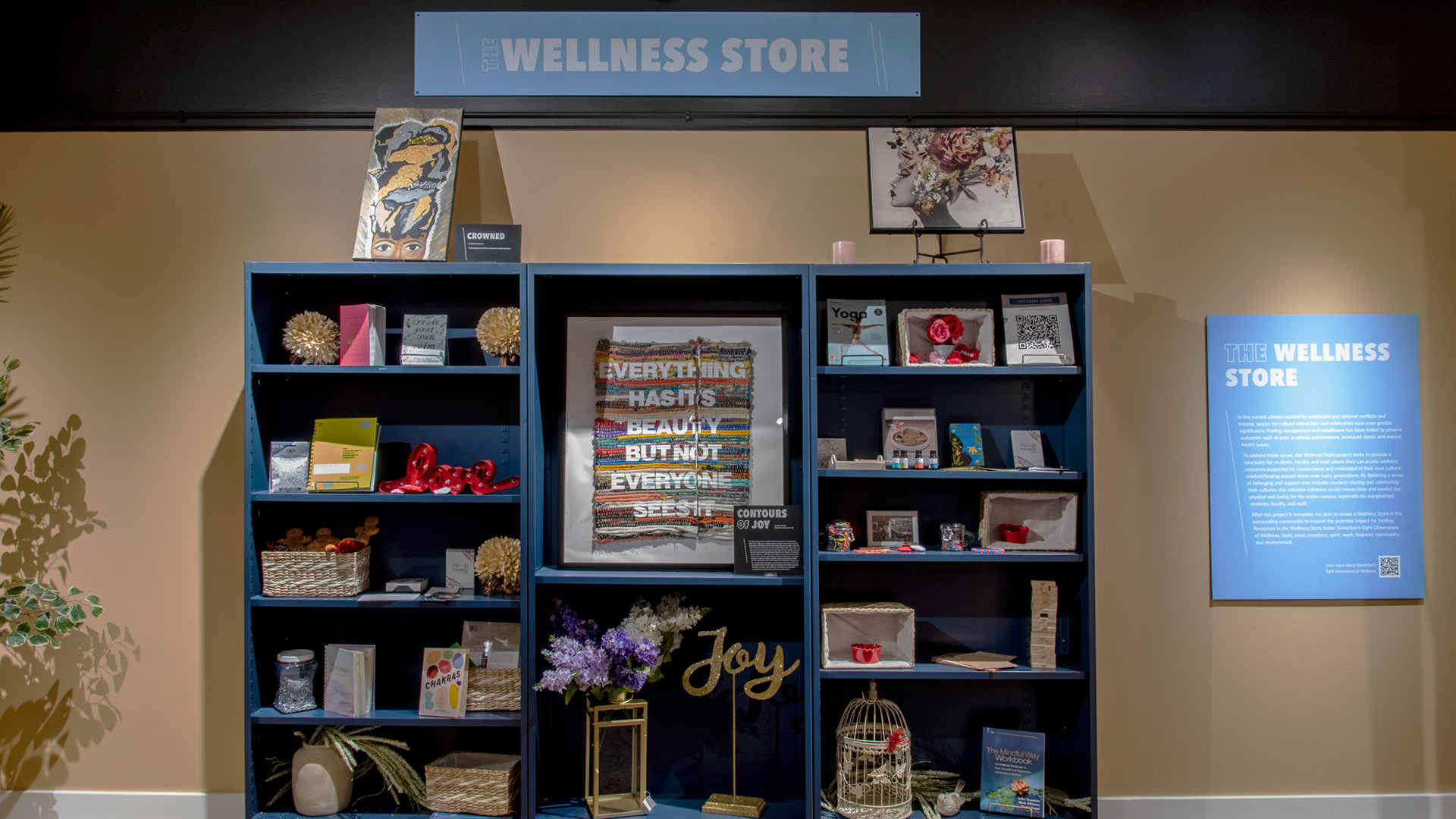An overview of the wellness store section of the exhibit
