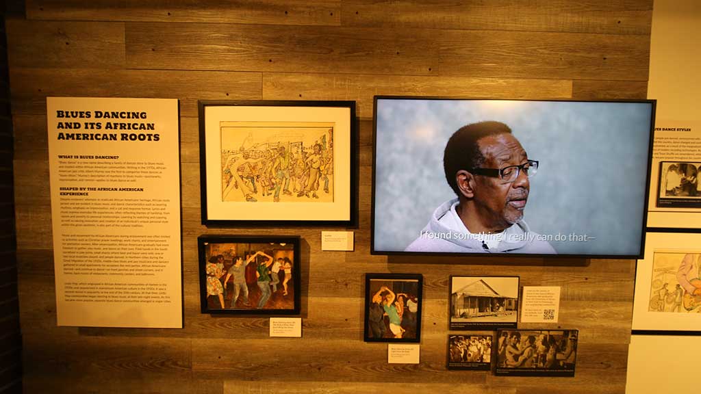 gallery shot including multiple black and white and colored images of people dancing