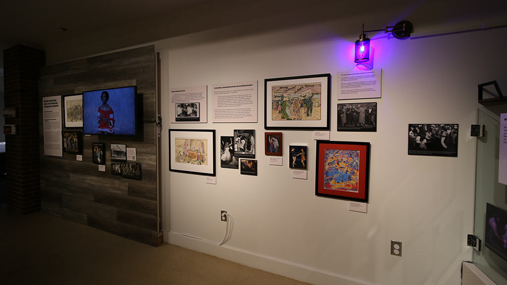 gallery shot including multiple black and white and colored images of people dancing