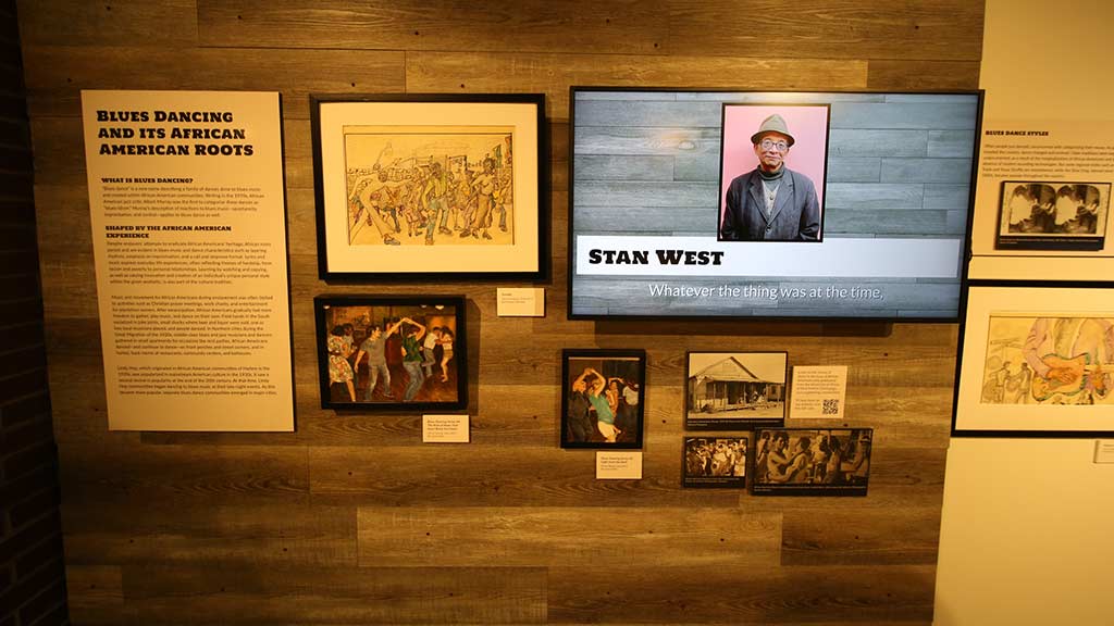 gallery shot including multiple black and white and colored images of people dancing