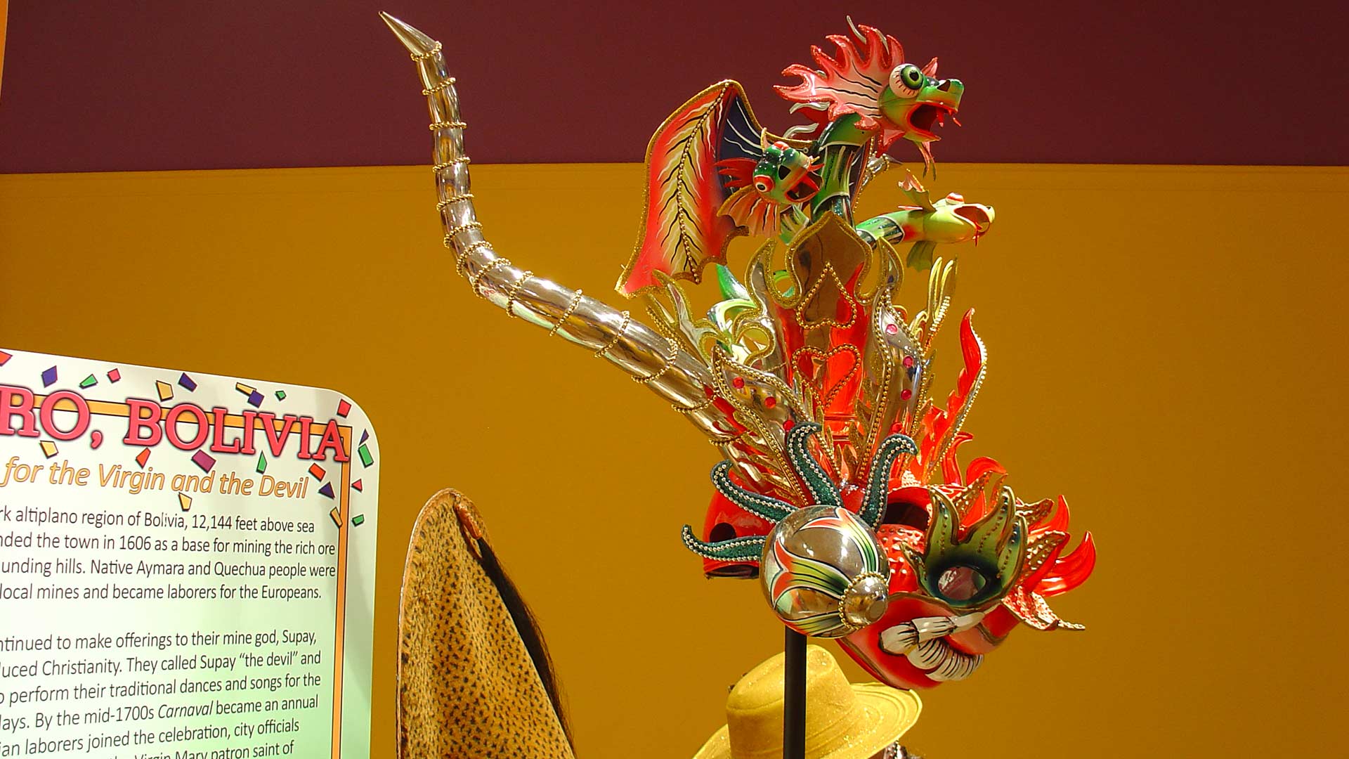 red gold and green dragon sculpture