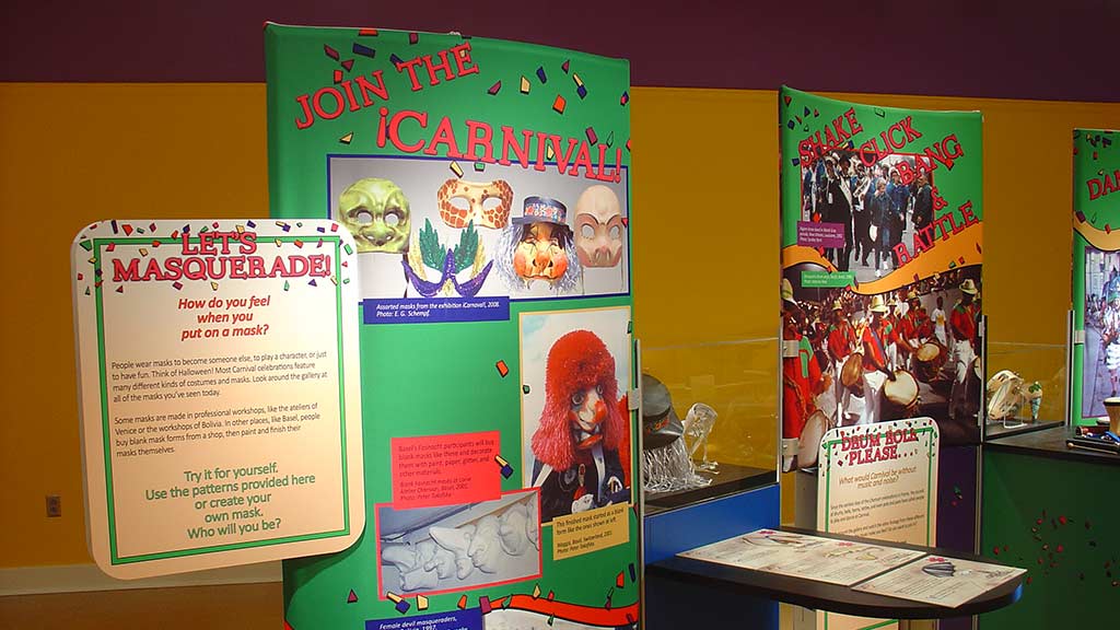 an array of large green posters