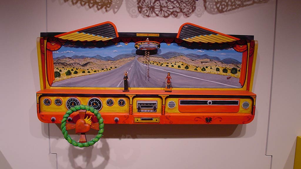 car interior model depicting a open road and desert