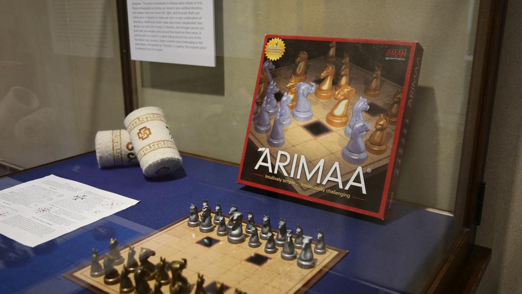an angled right side shot of the case with the 'arimaa' game