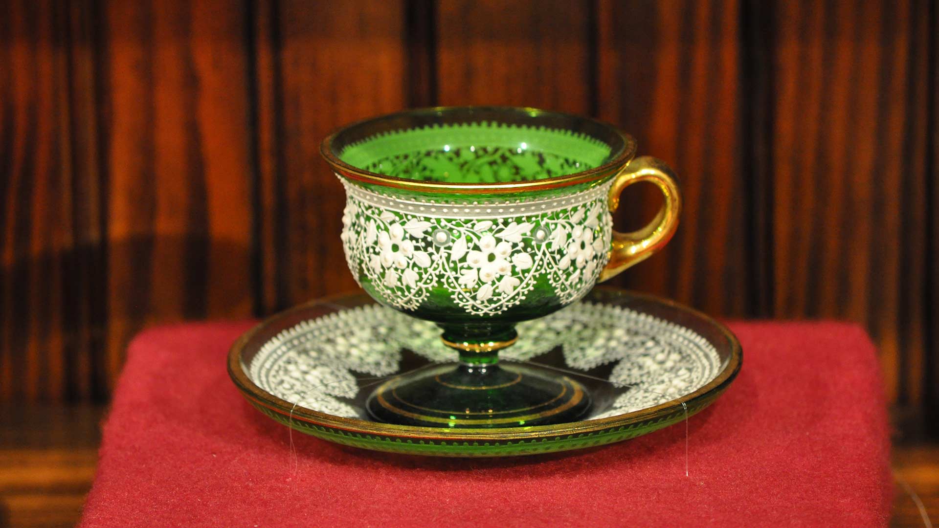 green, intricate tableware