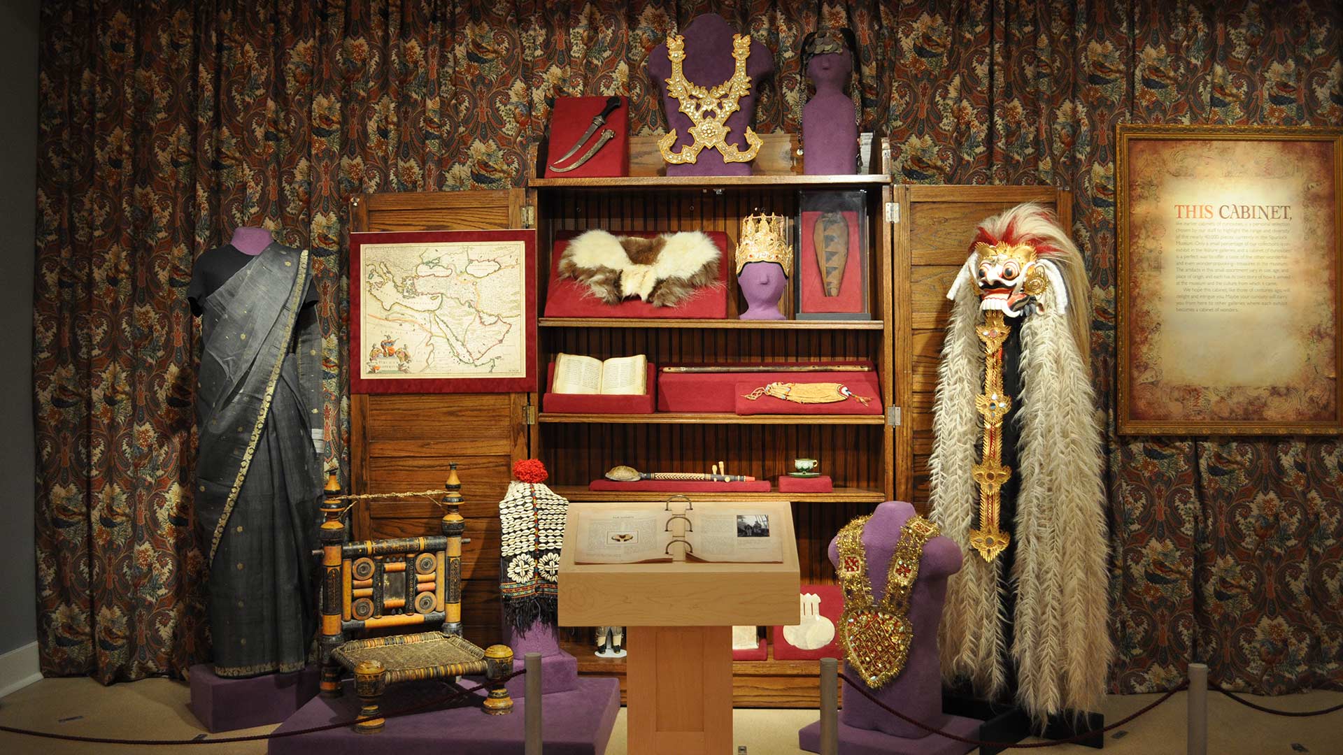clothing, accessories and headdress in a large cabinet