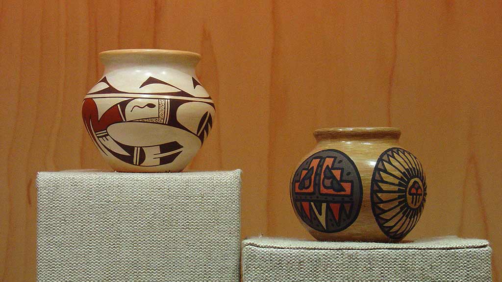 pots with beatiful design on the surface