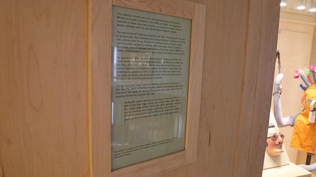 artifacts label next to one of the exhibit cases