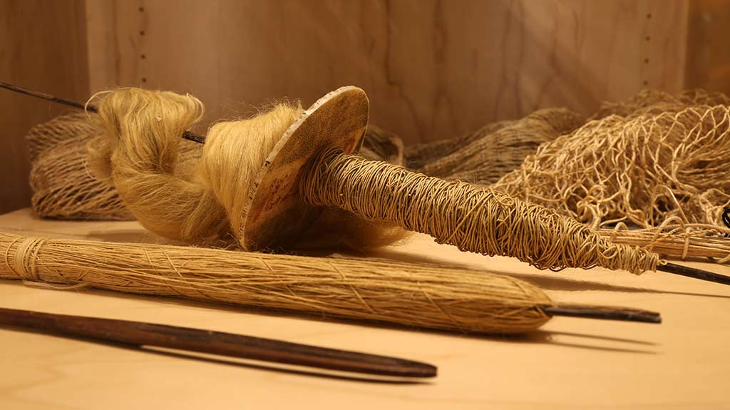 close-up of fish net and shuttles from an angle