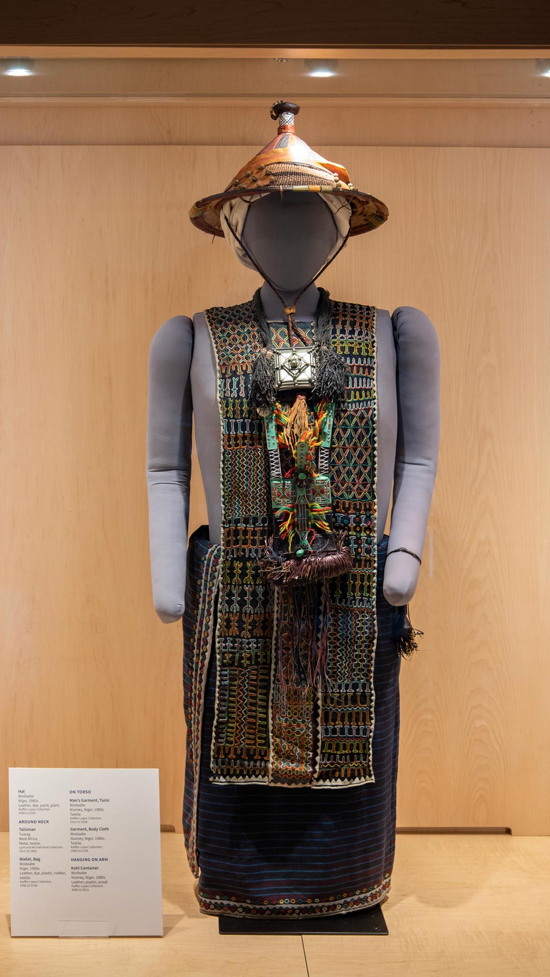 A mannequin wearing wodaabe garments