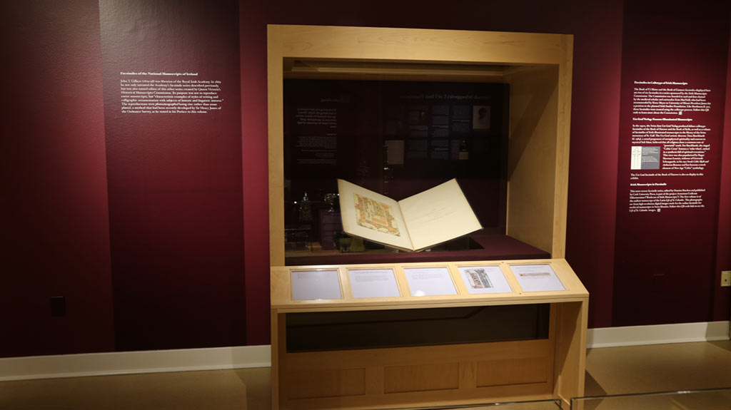 exhibit case with 1 book