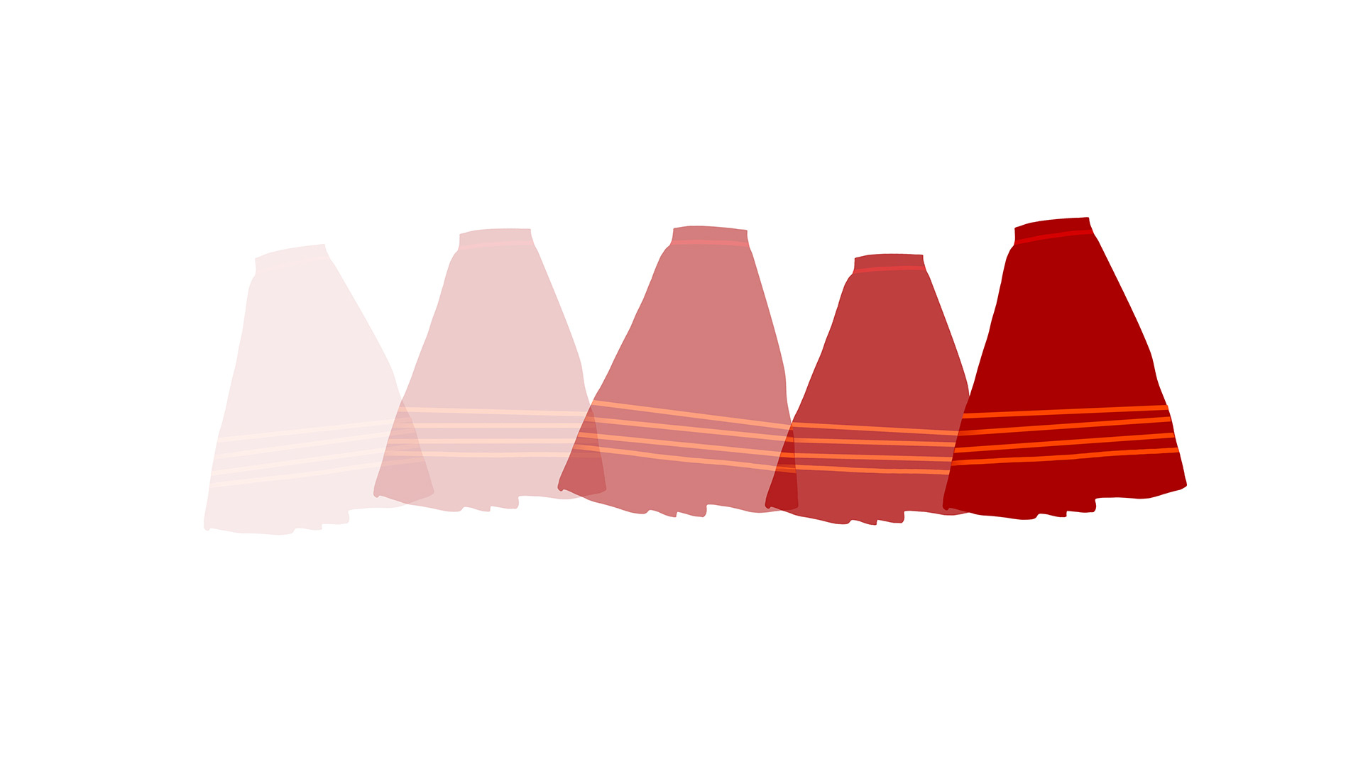 abstract illustration of red skirts in a row