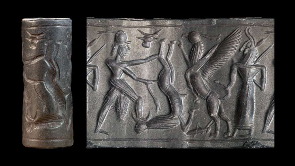 Cylinder seal of a hero dominating a bull