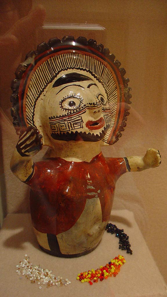 ceramic figure, beads