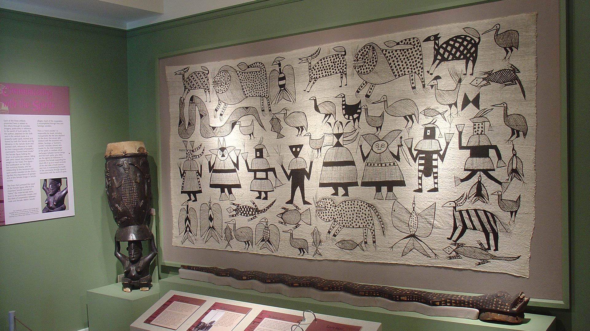 illustration board of figures and animals